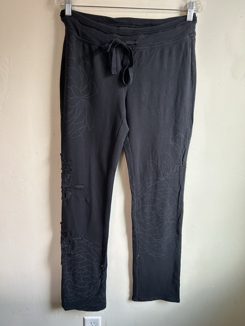 Vintage Da-Nang Surplus Pants Women’s S Black Y2K Embroidered Beaded Knit